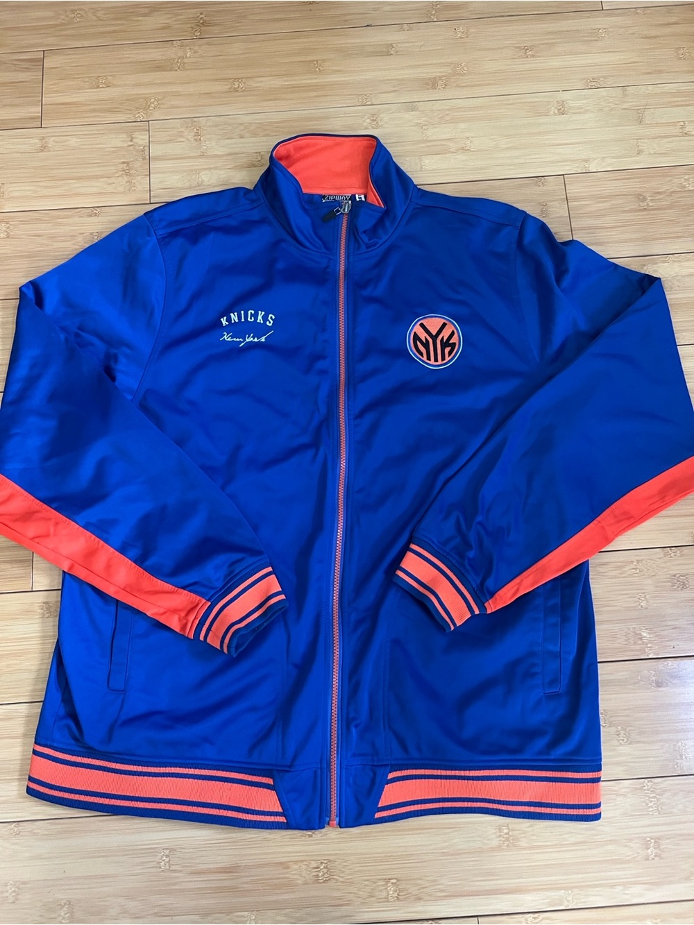 Knicks Blue & Orange Team Zip-Up Bomber Jacket